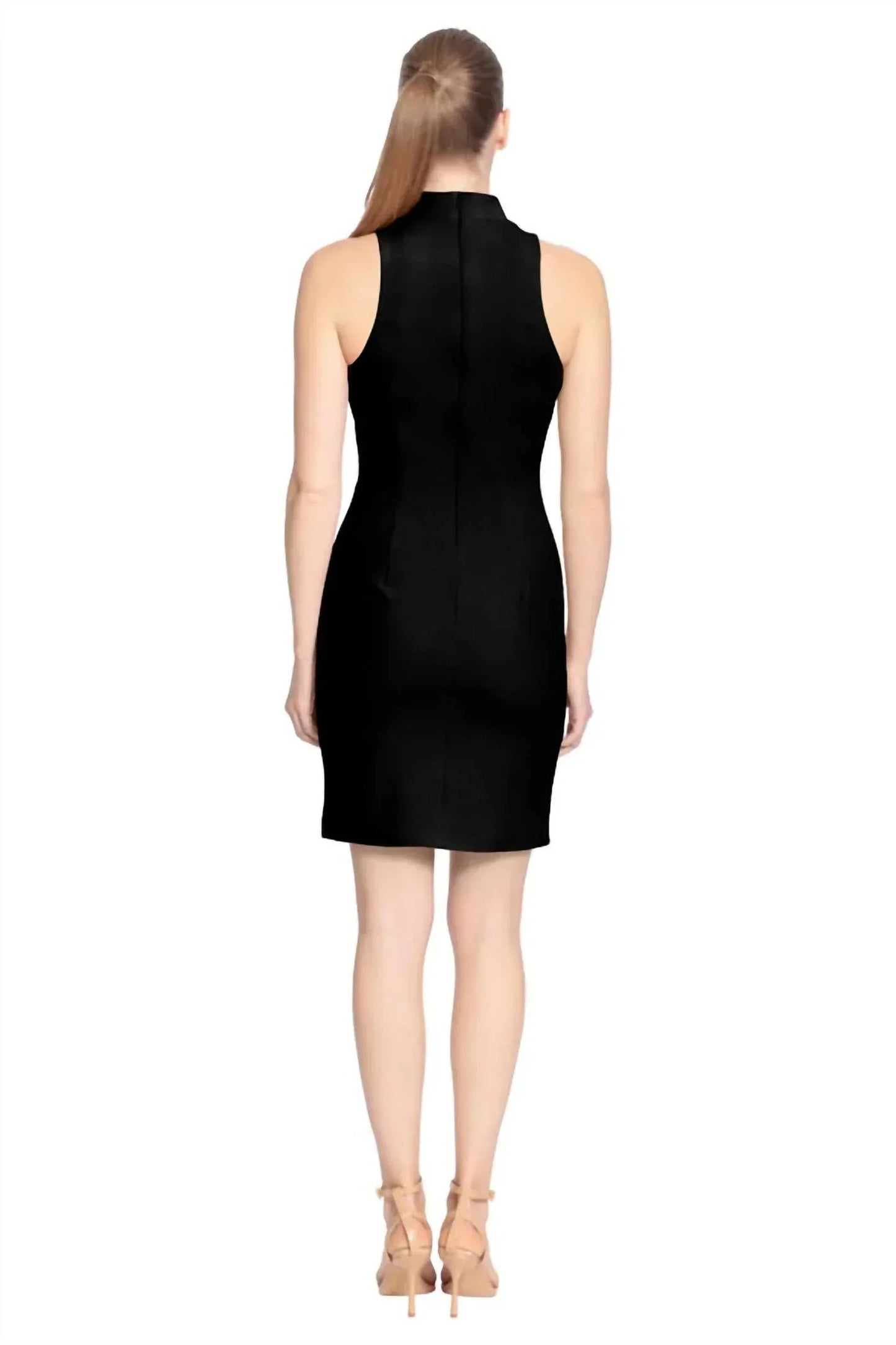 London Times Twist Halter Keyhole Neck Dress