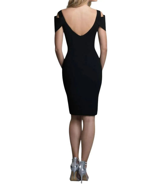Cold-shoulder V-neck Sheath Cocktail Dress