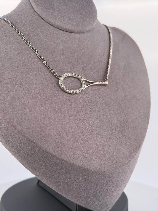Women's Diamonds Galore Tennis Racket Necklace