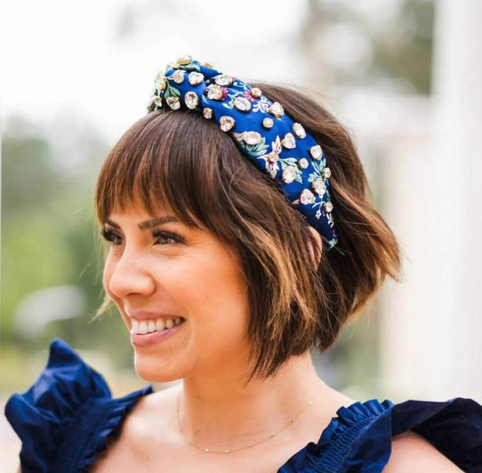 Women's Morning Glory Jeweled Floral Silk Headband