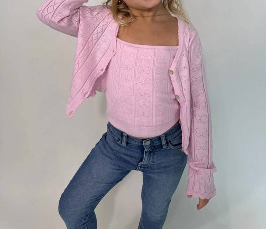 Isabella Bow Knit Tank & Cardigan Set