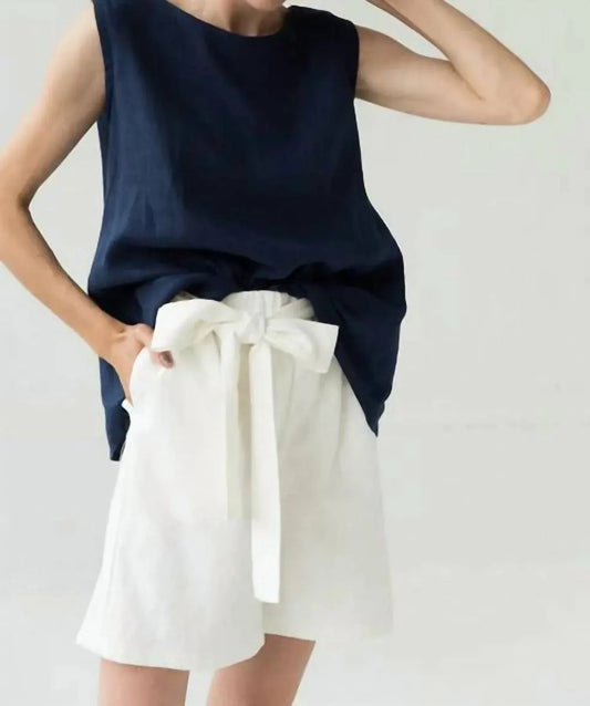 High-Waist-Leinen-Shorts