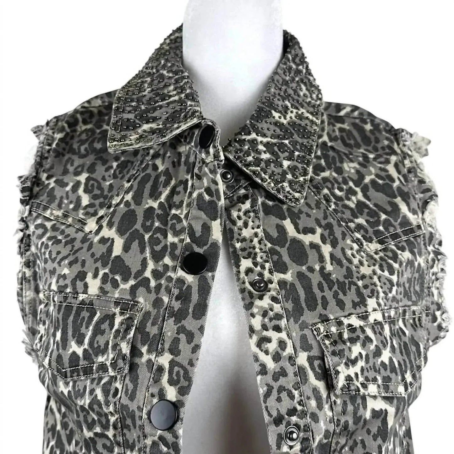 Women's Animal Print Distressed Vest