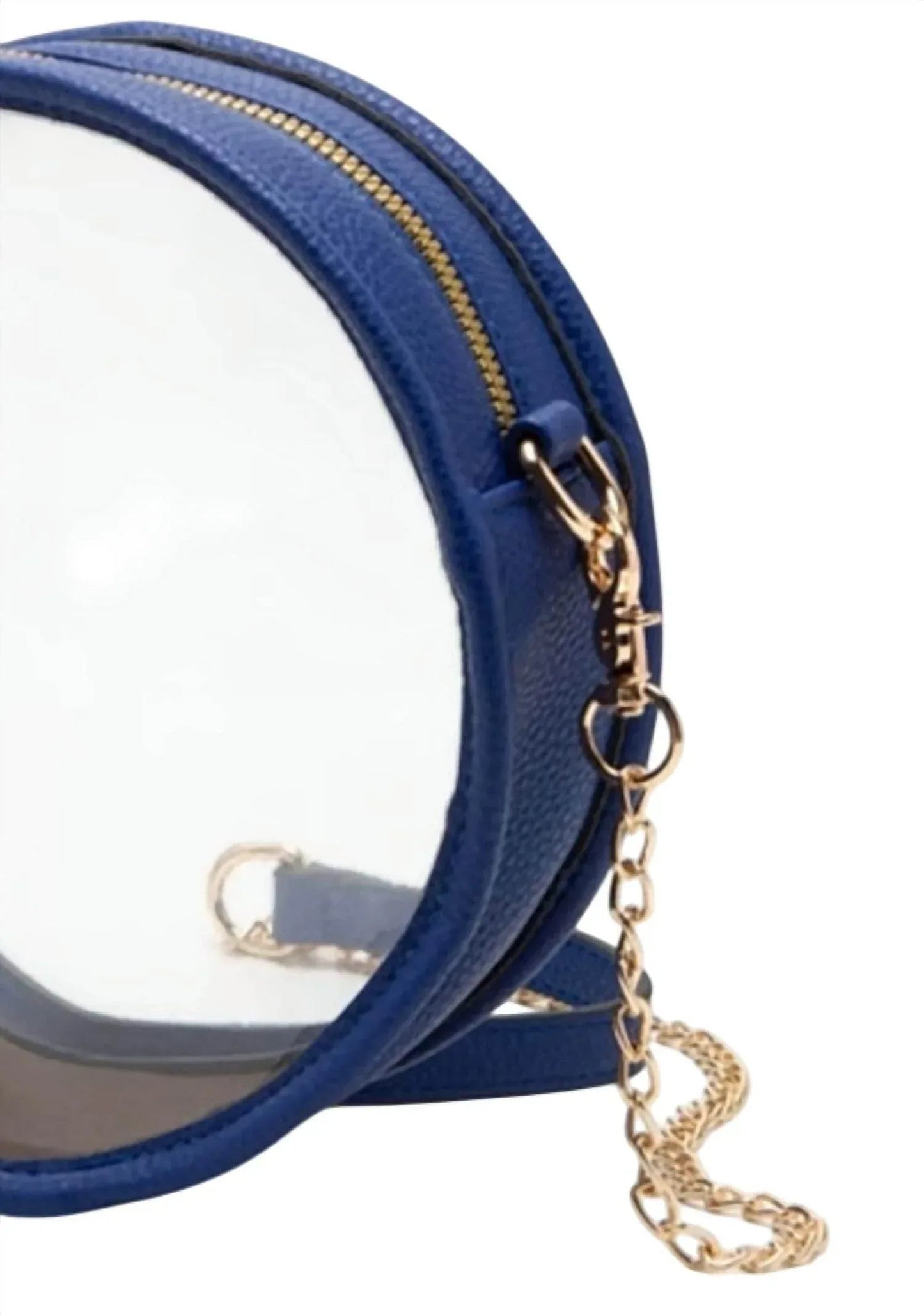 Solid Color Trim Clear Round Crossbody Bag