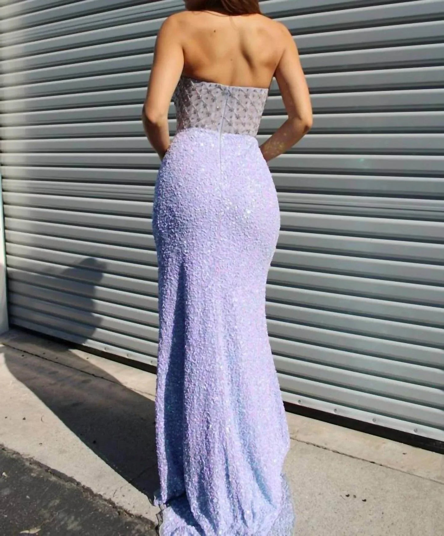 Long Fitted Beaded Formal Prom Dress