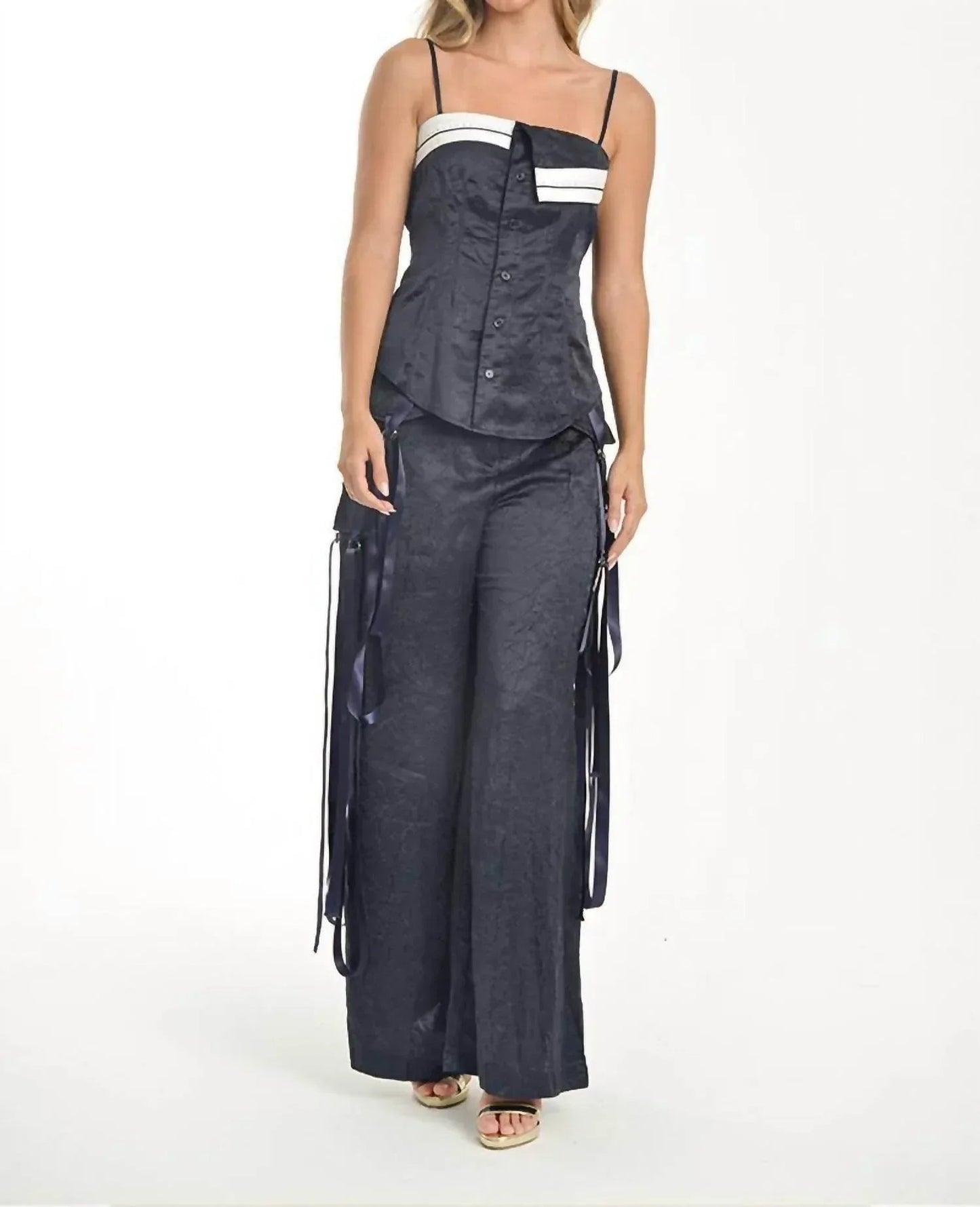 Midnight Elegance Wide-leg Pants