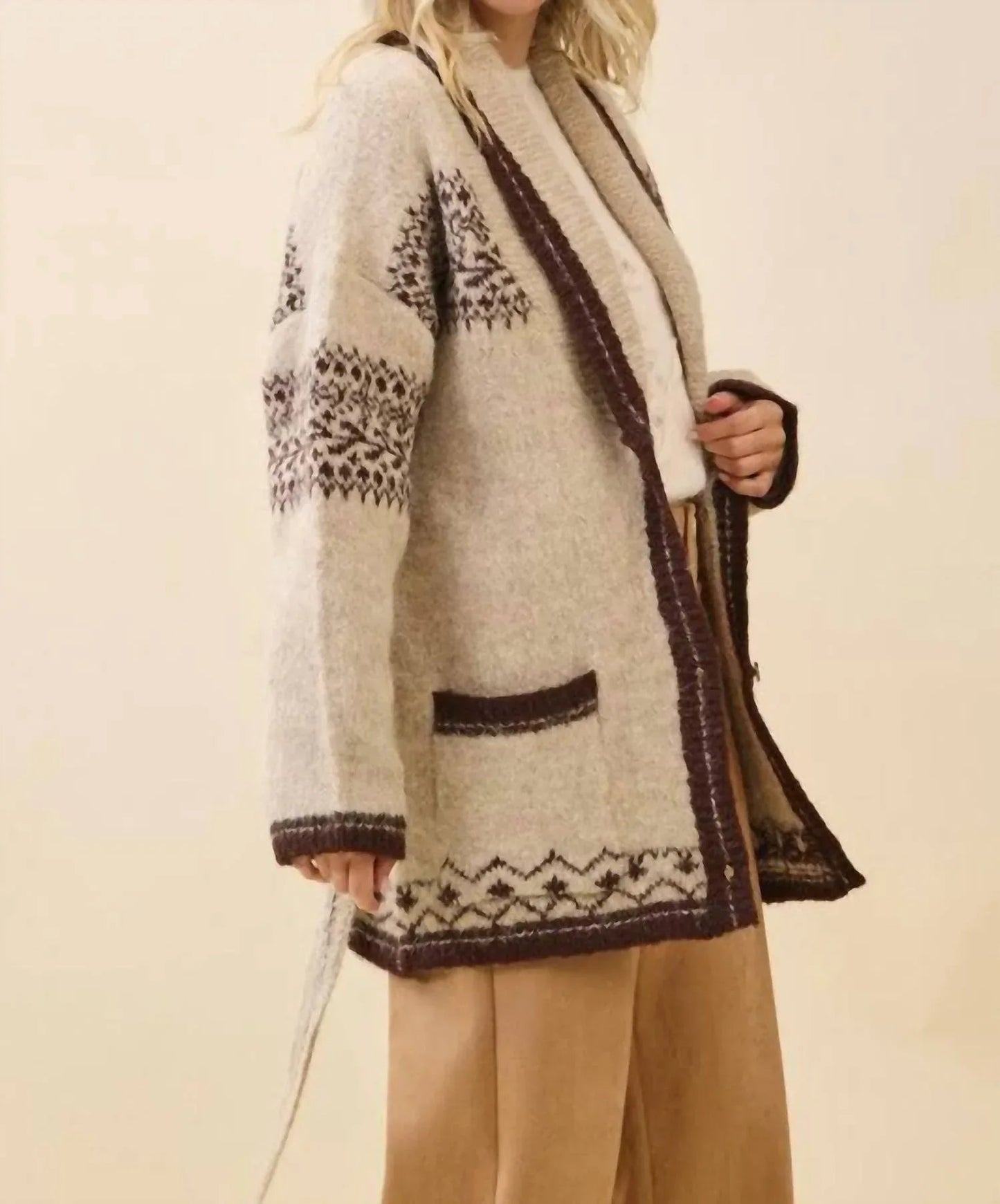 Fuzzy Knit Belted Cardigan