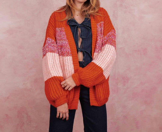 Janie Oversized Chunky-Streifen-Cardigan
