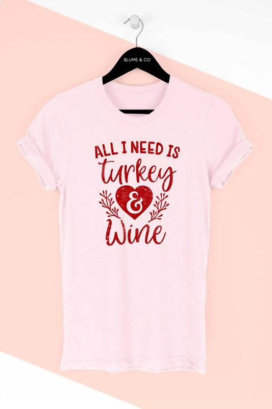 Damen Truthahn & Wein Grafik-T-Shirt