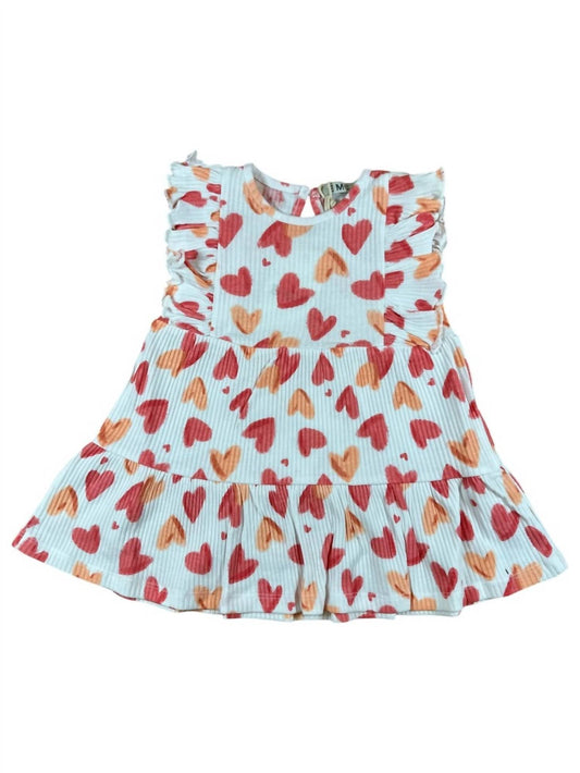 Geripptes Herzchenkleid für Mädchen