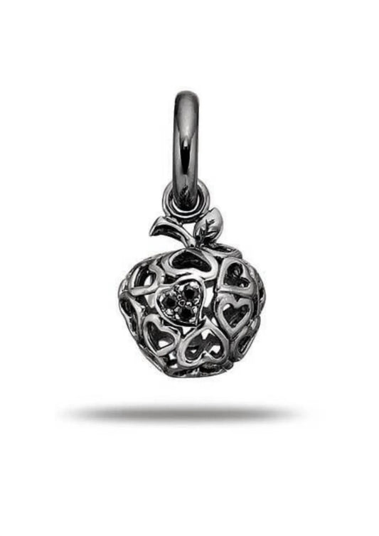 Women's Rhodium Plate Heart Apple Charm