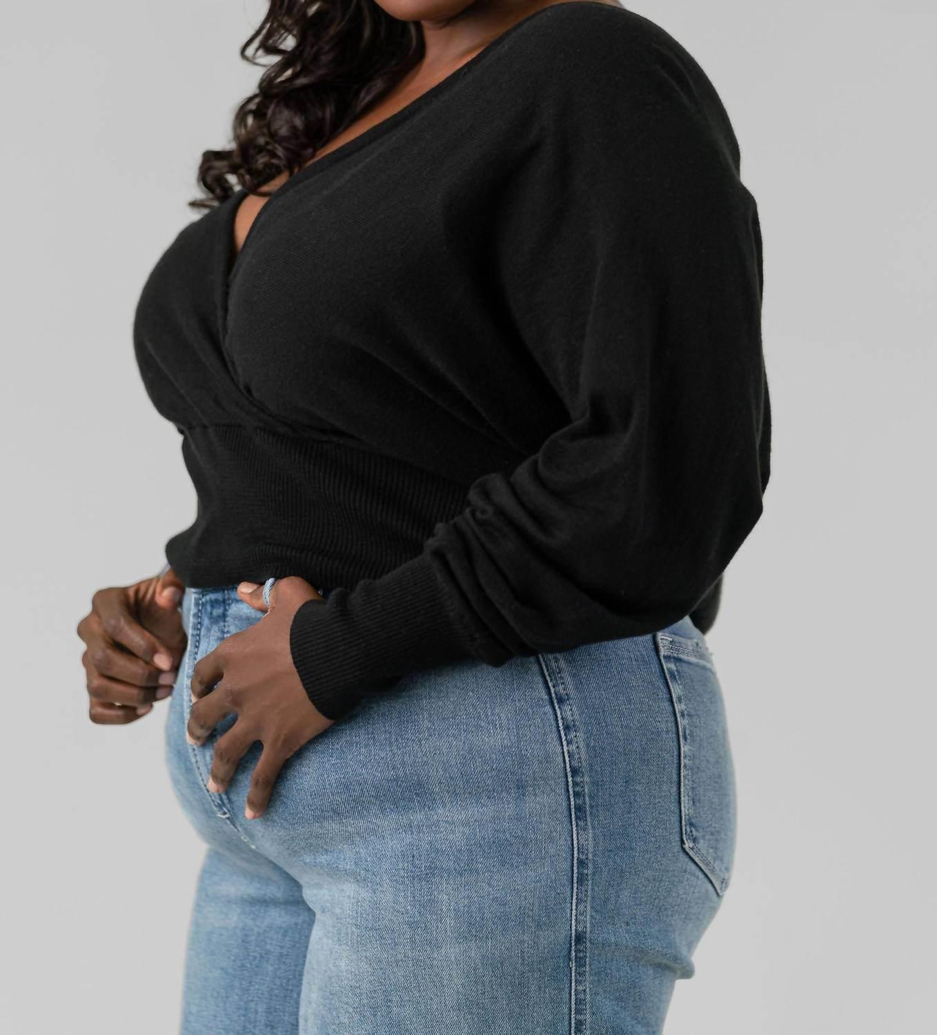 Mullein Cotton Wrap Sweater - Plus Size