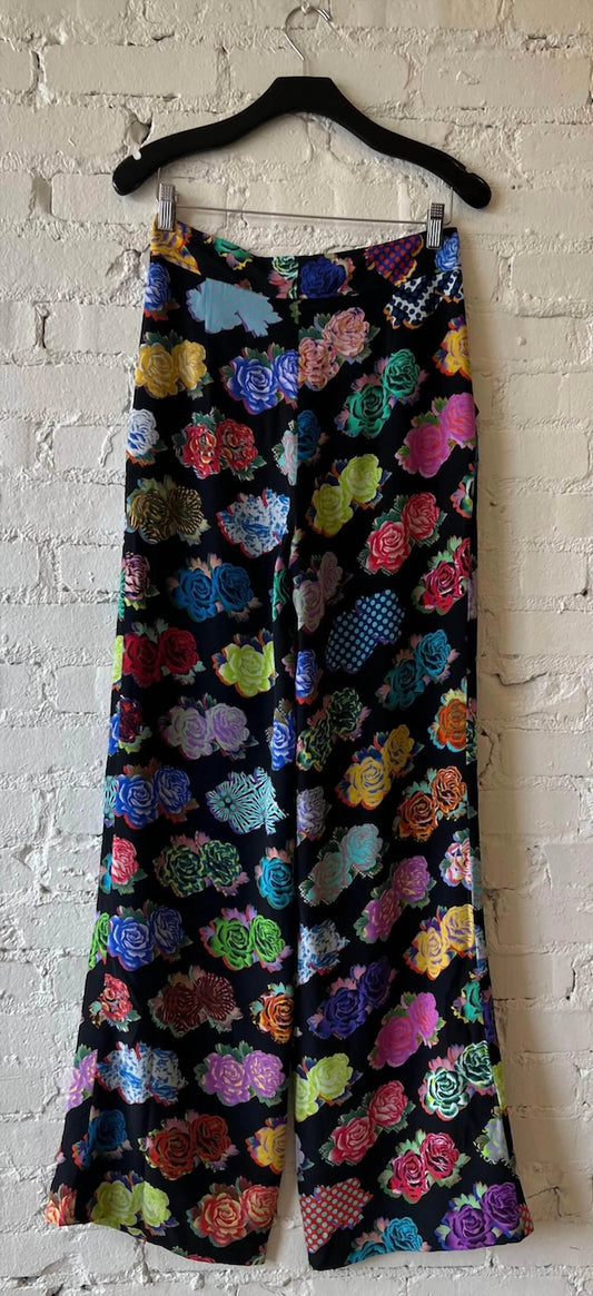 Women's Punk Rock Flowers Wide Leg Pant