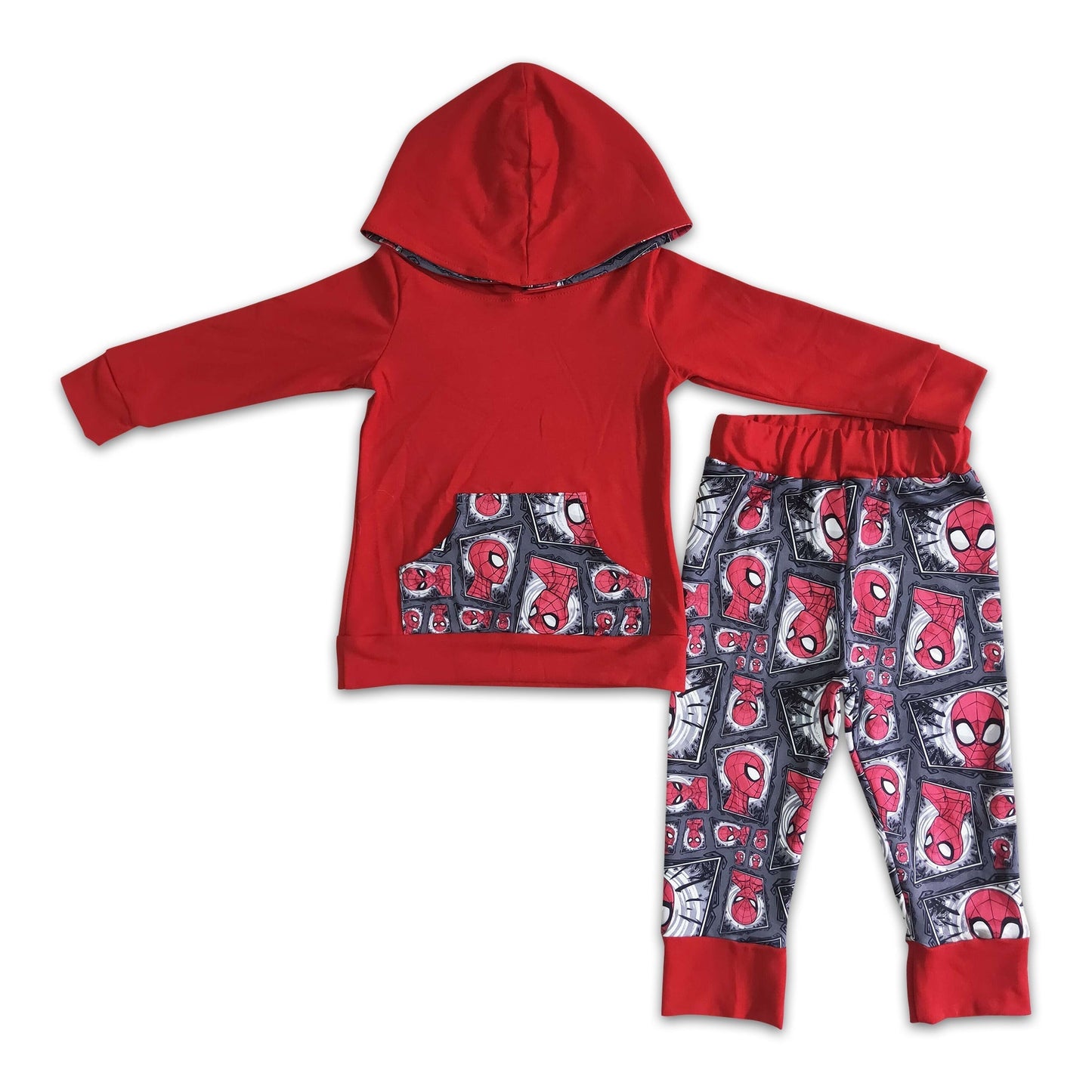 Rote Spinnen-Kapuzenpullover für Jungen mit langen Ärmeln