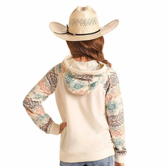 Mädchen Kapuzenpullover mit Kontrastärmeln