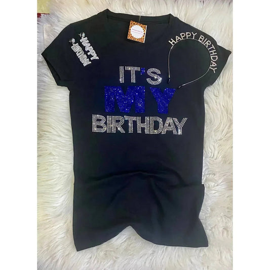 Women's It’s My Birthday Rhinestone Top