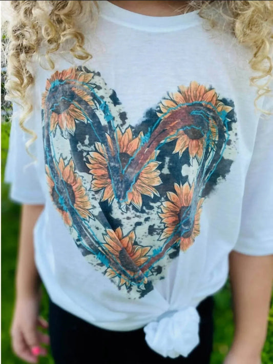 Sonnenblumen-Herz-T-Shirt