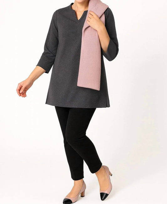 DOUBLE FABRIC FRONT TUNIC