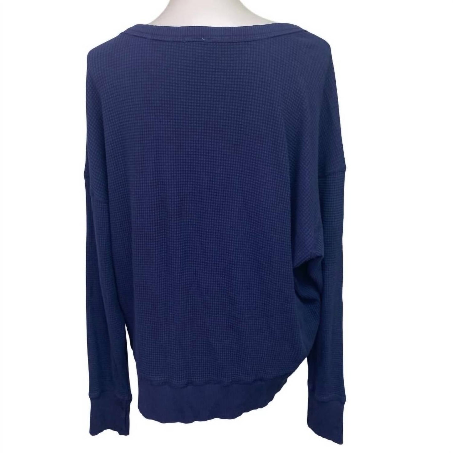 Damen Langarmshirt mit Rundhalsausschnitt aus Baumwolle und Waffelstruktur