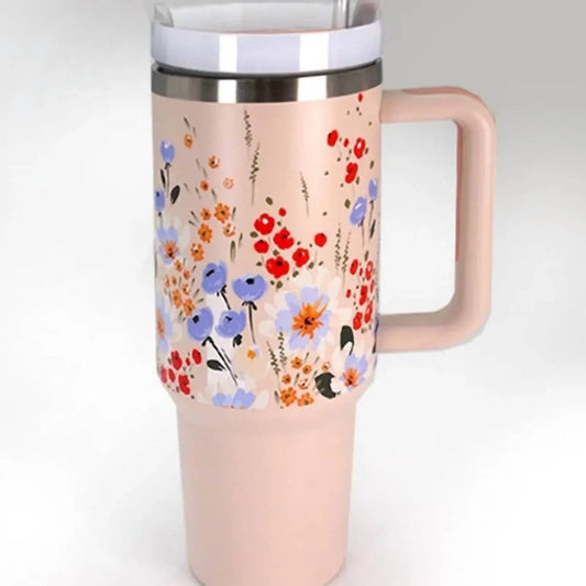Floral Flowers Cottage Print 40 Oz Stainless Steel Insulated Tumbler