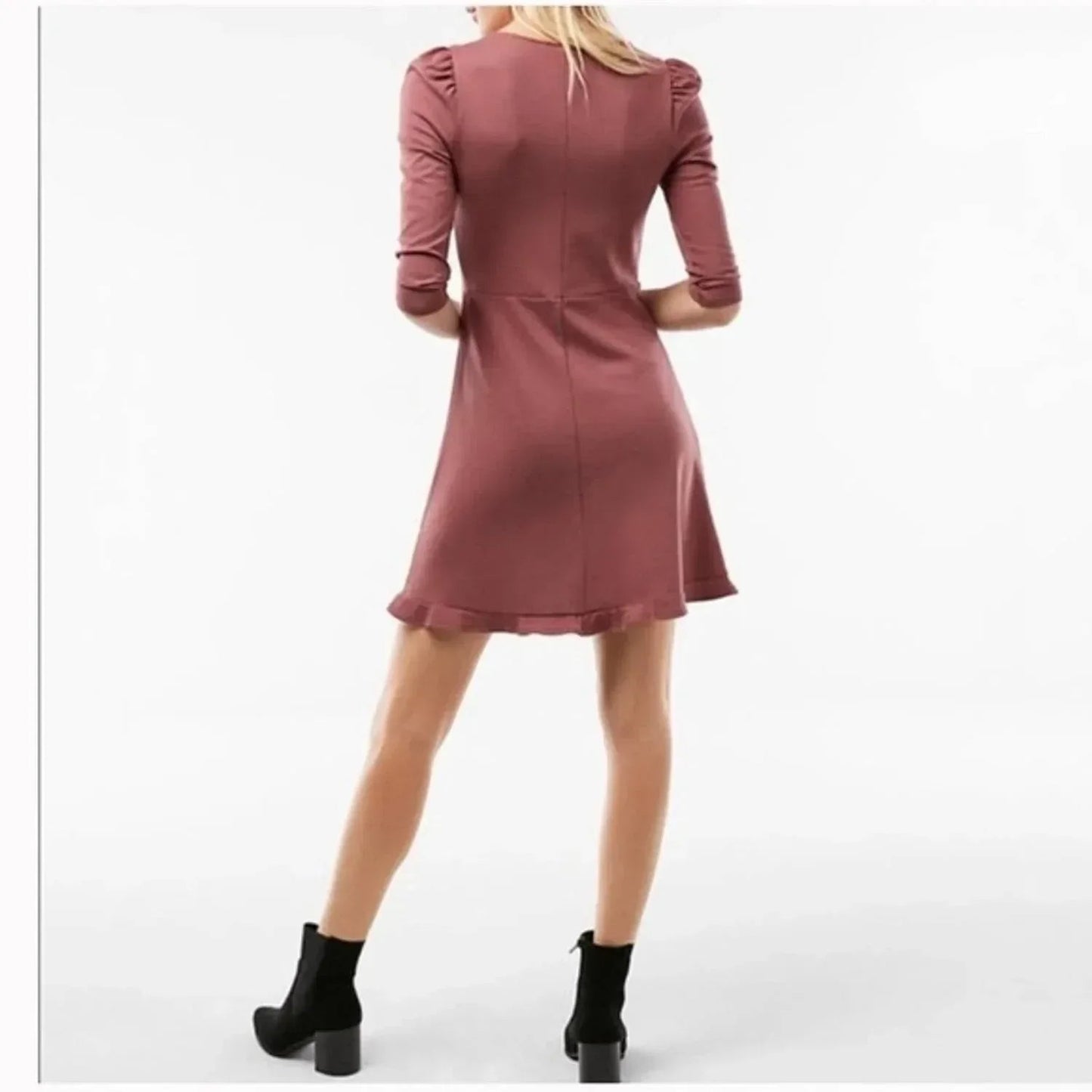 V-neck Ruffle Hem Fit & Flare Dress