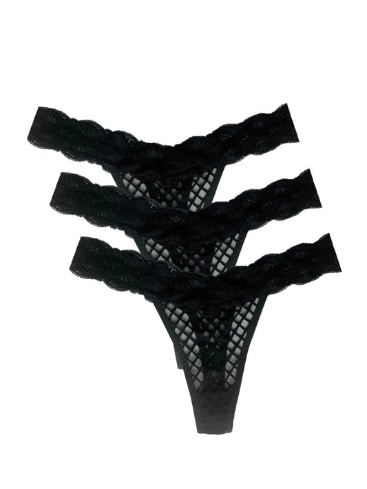 Women's One Size 3 Pack Lace Thongs