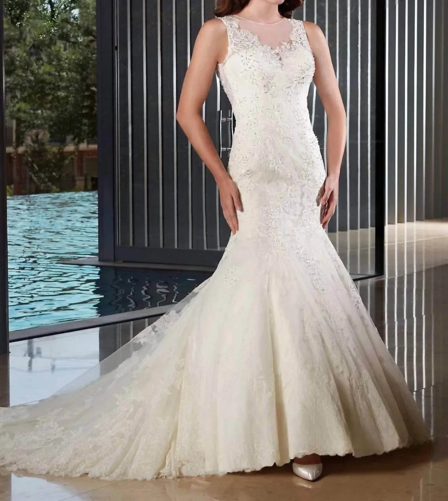 Meerjungfrauen-Trompetenkleid aus Spitze