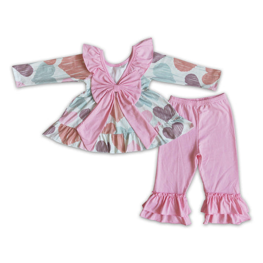 Herz-Print rückenfreies Oberteil pinke Hose Boutique Mädchen Valentinstag Kleidung