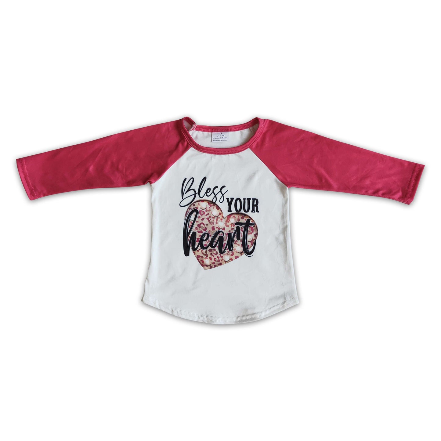 Bless your Heart Langarm Raglan Kinder Mädchen Valentinstags-Shirt
