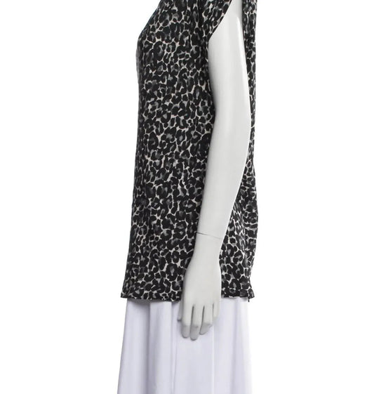 Women's Animal Print Mock Neck Blouse