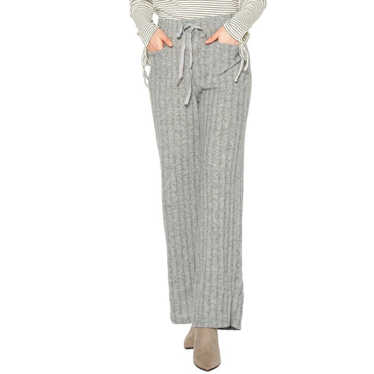Women's High Waist Ribbed Knit Straight Pants