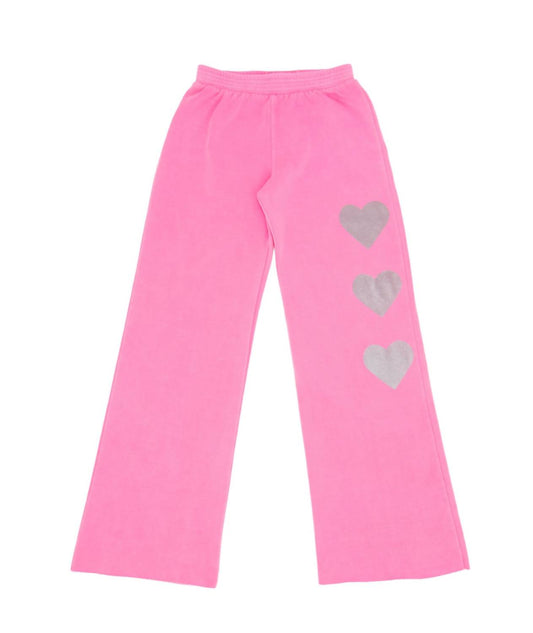 Mädchen-Sweatpants mit weitem Bein im 3er-Pack mit Herzmotiv