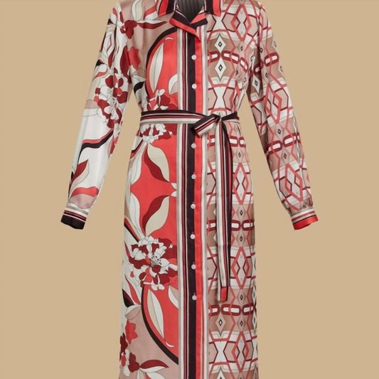 Divinita Printed Satin Midi Dress