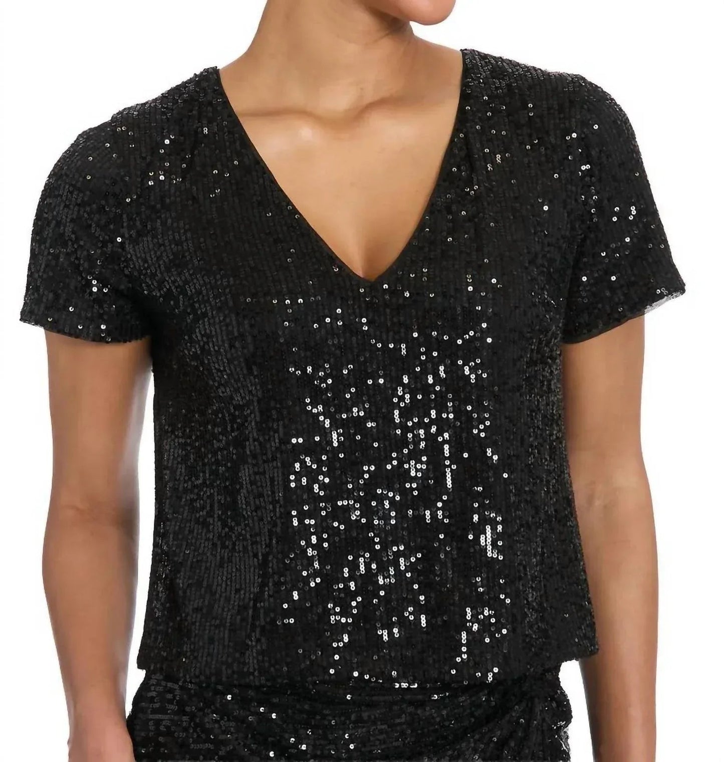 Pailletten-T-Shirt mit kurzen Ärmeln