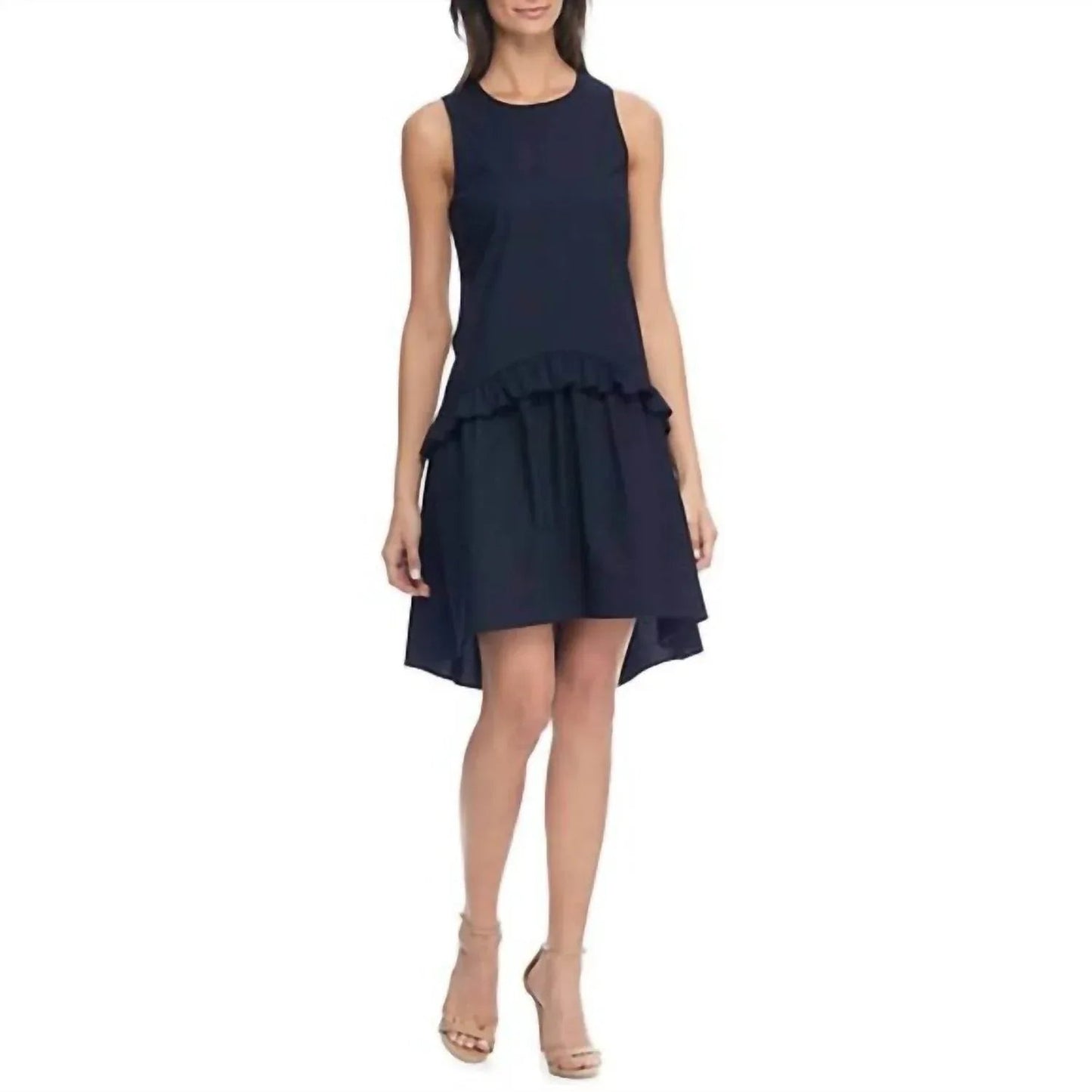 Sleeveless Knee Length Ruffle Dress
