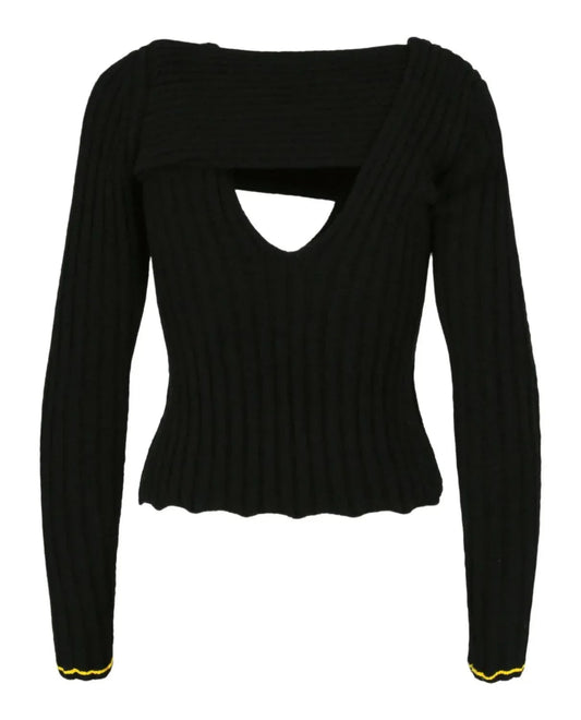 Women's Boucle Ribbed V-neck Sweater