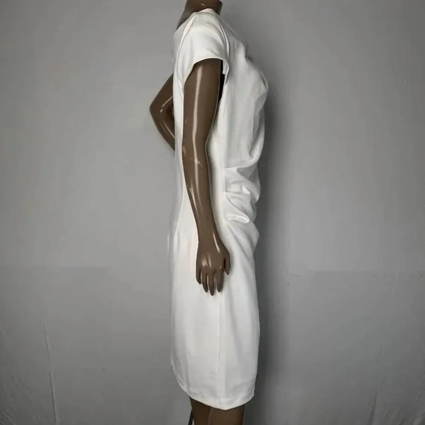 Midi-Kleid mit überschnittenen Ärmeln und Raffungen