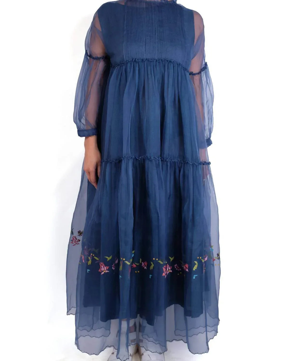 Overlay Embroidered Tiered Dress