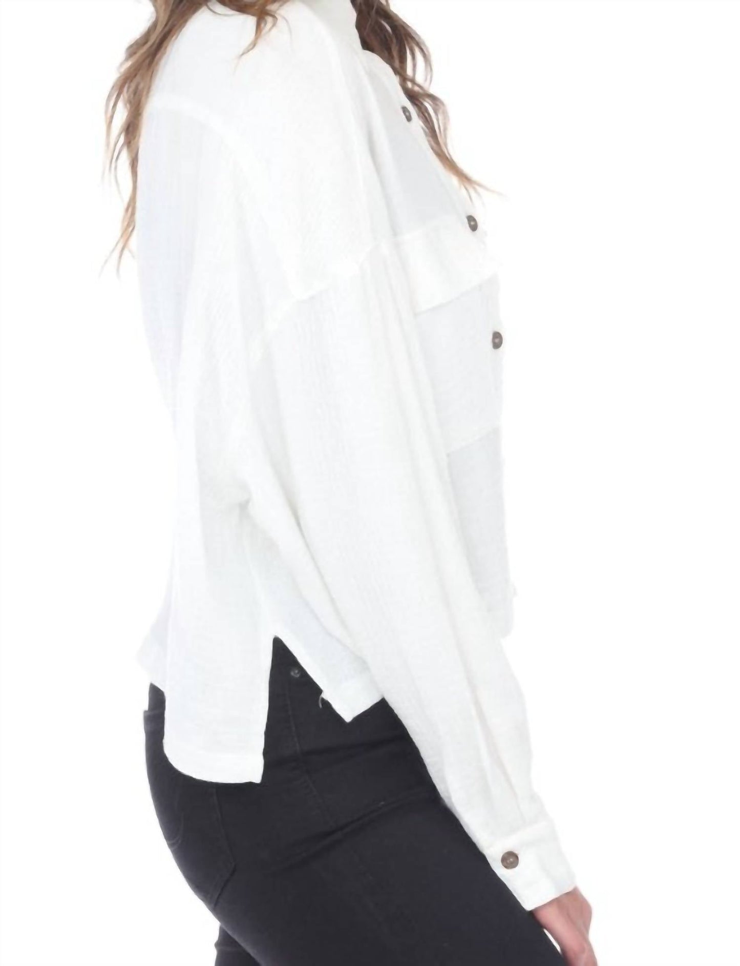 Lumi Langarm-Bluse mit Knopfleiste