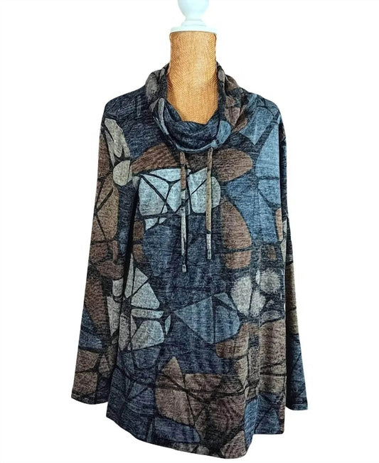 Women's Drawstring Cowl Neck Pullover Top