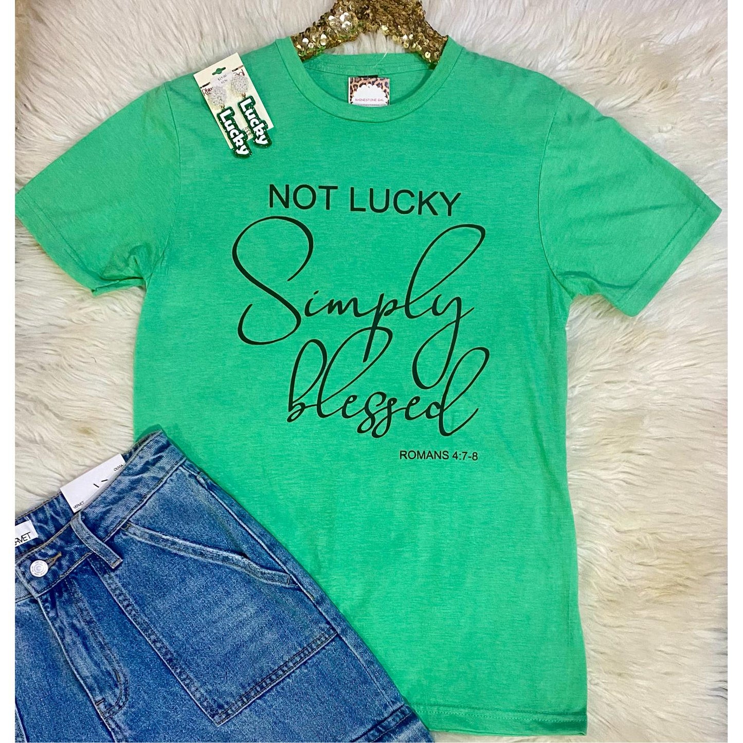 Damen Not Lucky Simply Blessed Römer Top