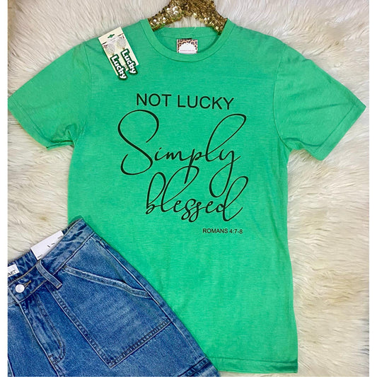 Women's Not Lucky Simply Blessed Romans Top