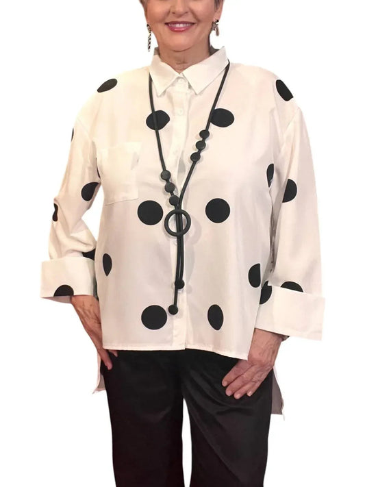 Collared Button-through Blouse With High-low Hem