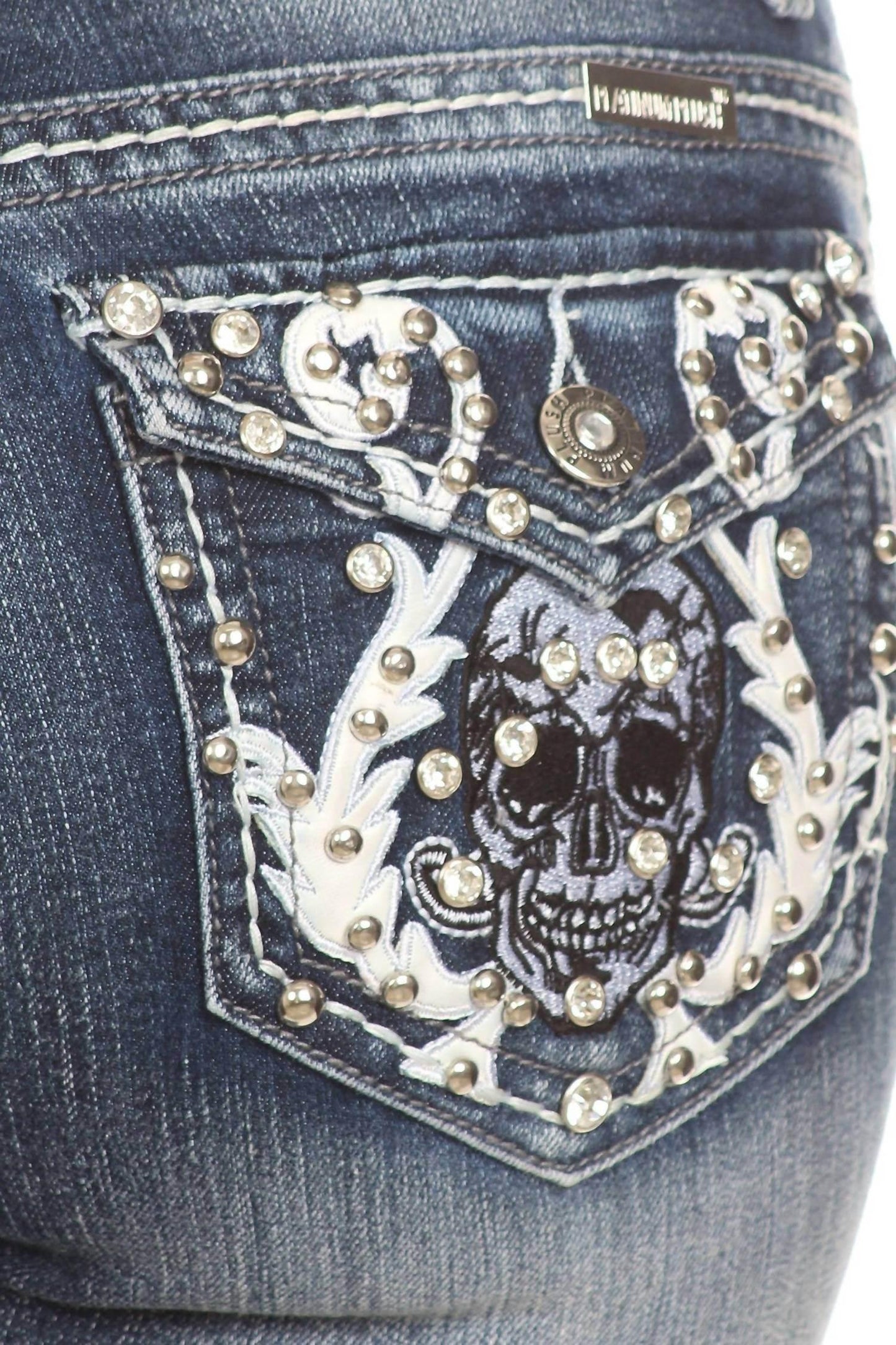 Naughty Denim with Skull Pockets