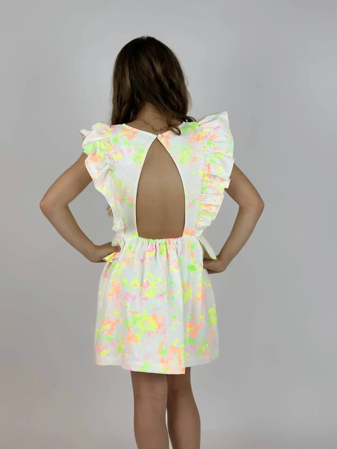 Mädchen Rüschenkleid mit Farbspritzern