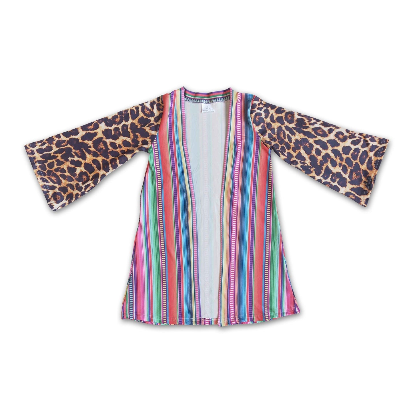 Mädchen Leoparden Serape Gestreifte Strickjacke