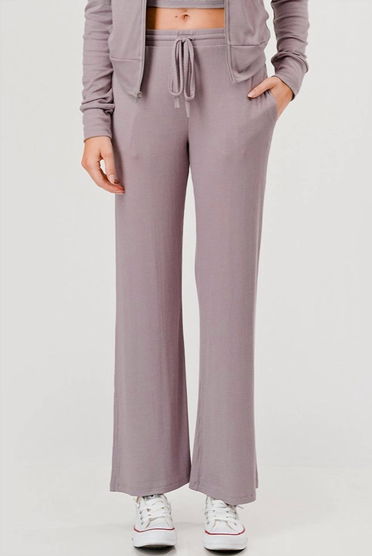 Rippstrickhose mit weitem Bein