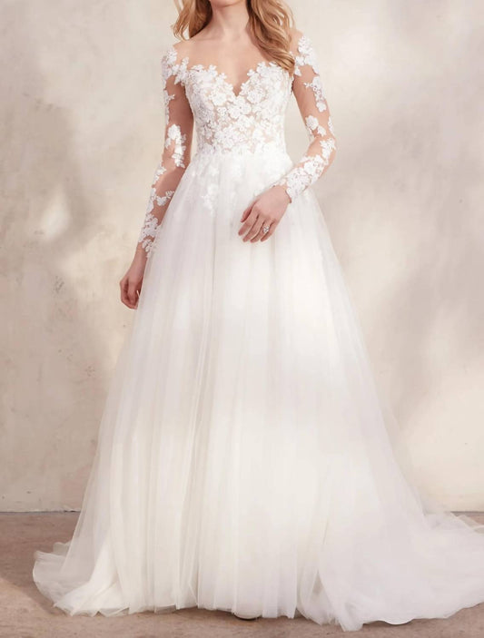 Clarabella Long Sleeve Tulle Wedding Ball Gown