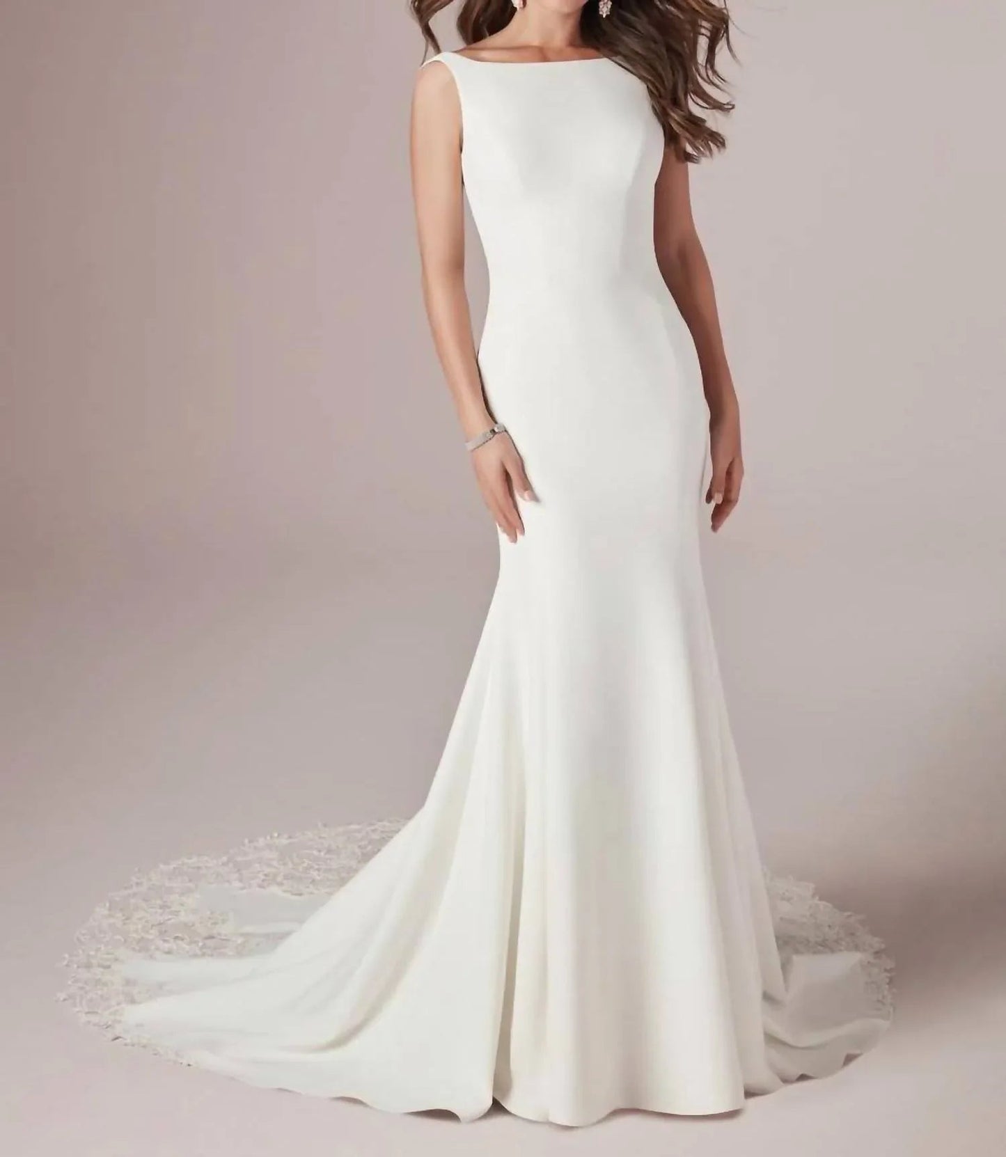 Alice Pearl Buttons Trail Down To Train Gown