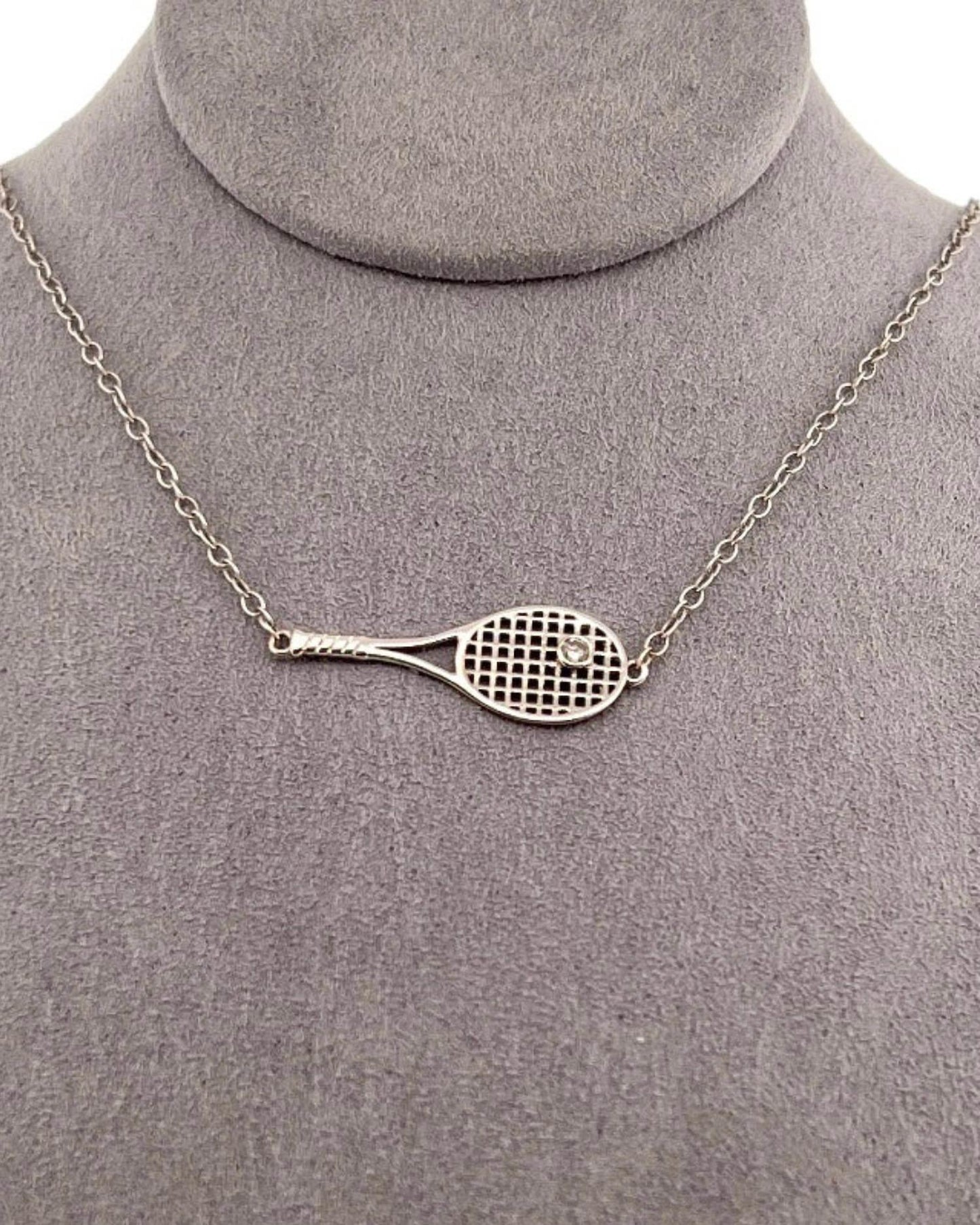 Women's Gold Racket + Diamond Ball Necklace